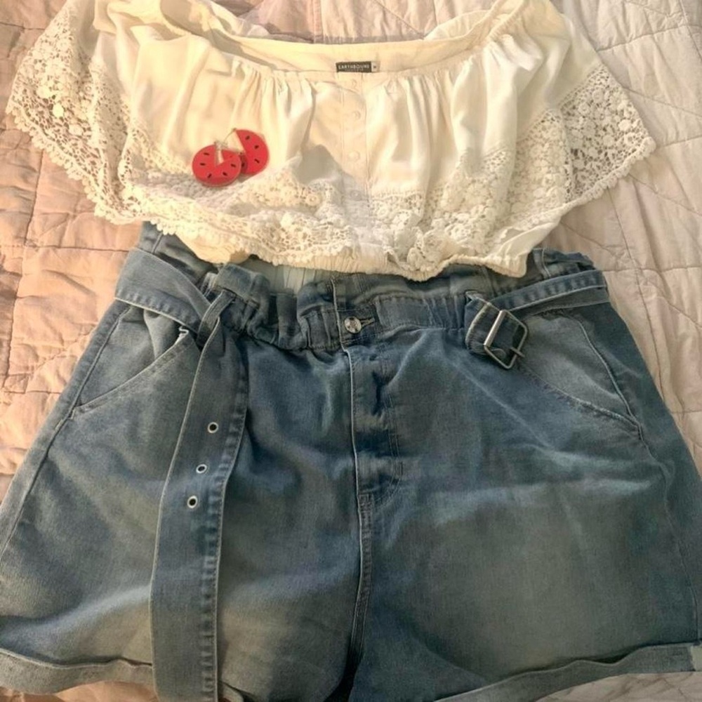 Blue No Boundaries Paperbag Shorts